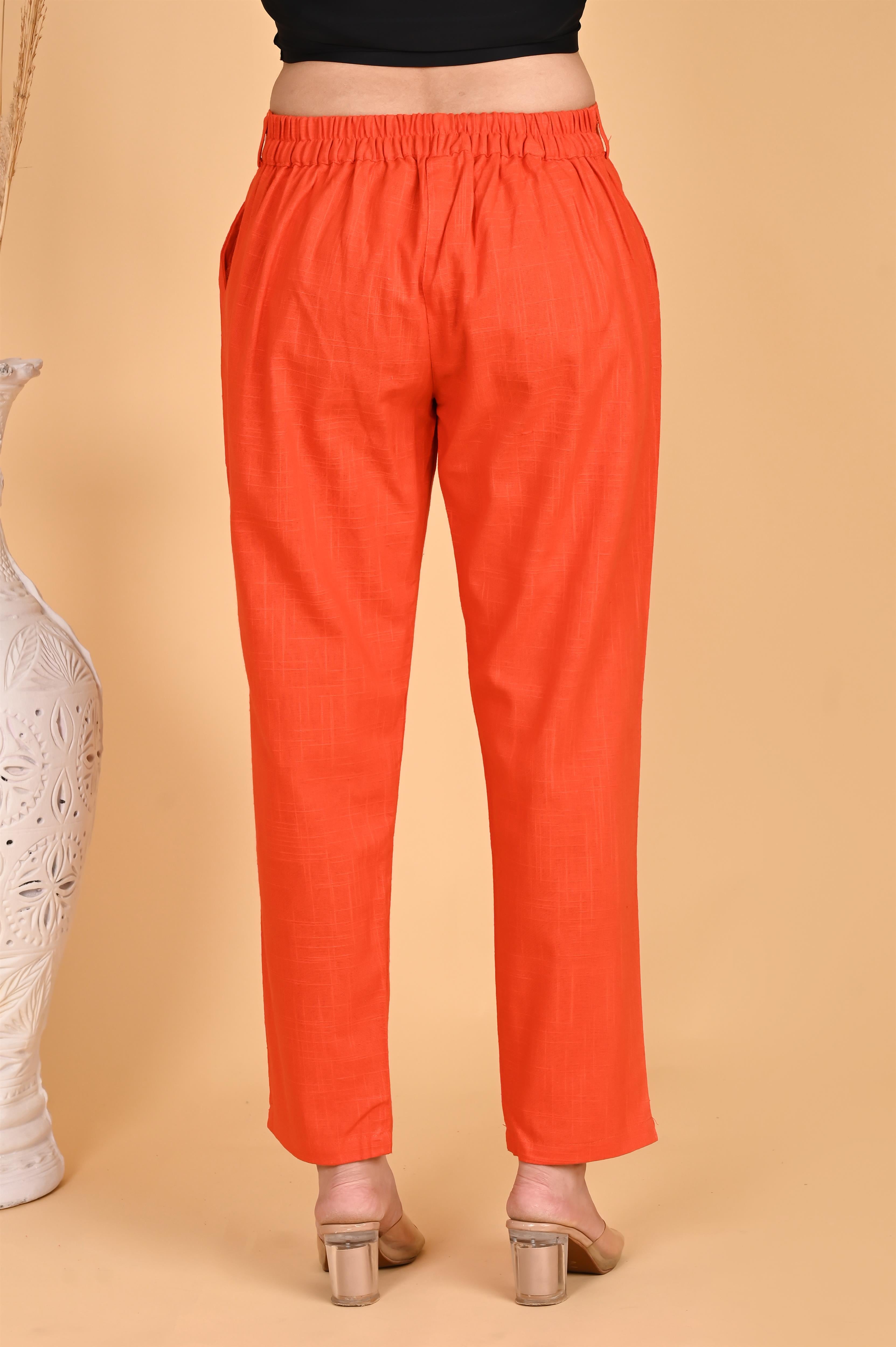 ORANGE CLASSIC COTTON PANTS - SKYTICK ORANGE CLASSIC COTTON PANTS - SKYTICK
