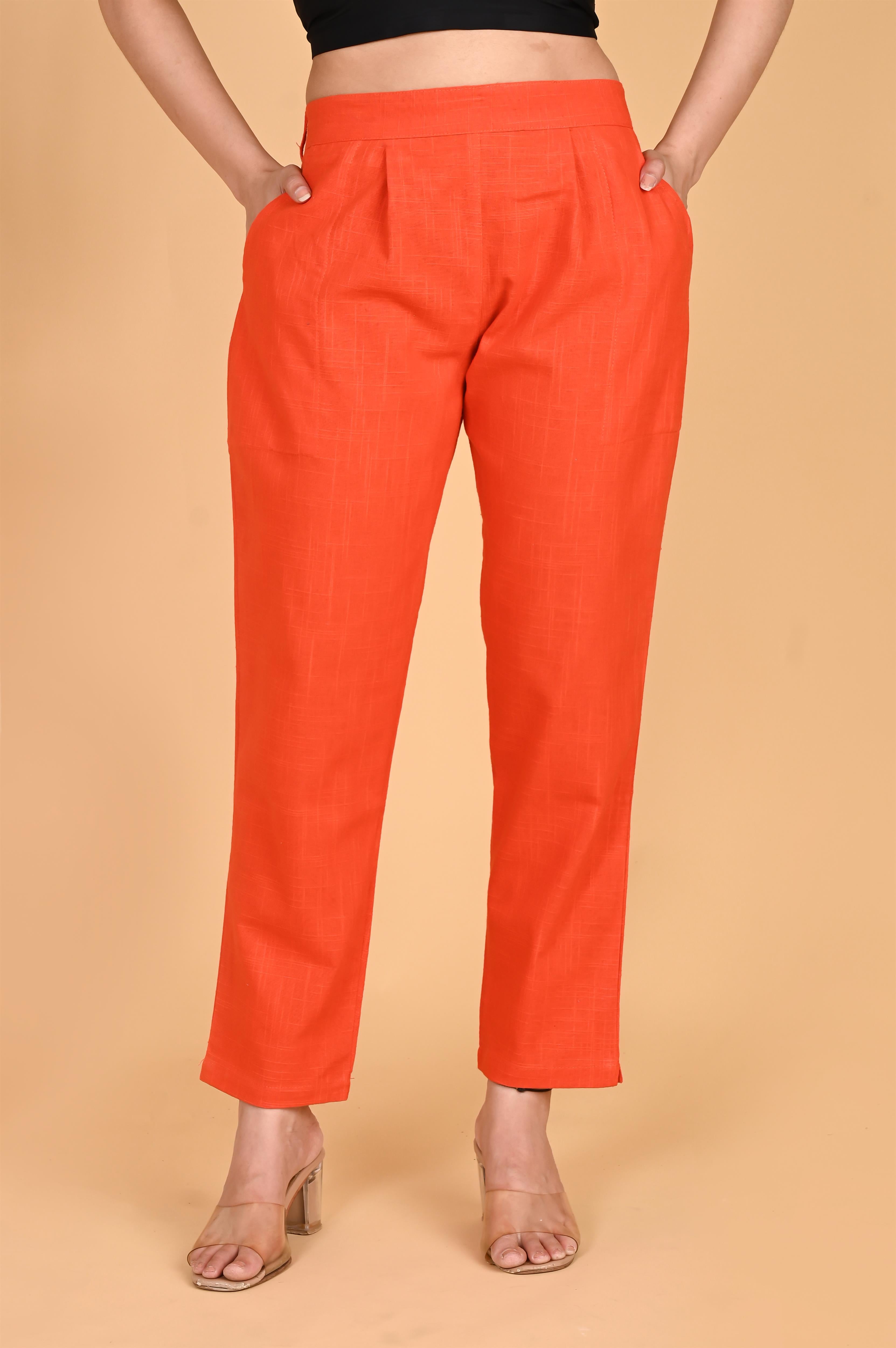 ORANGE CLASSIC COTTON PANTS - SKYTICK ORANGE CLASSIC COTTON PANTS - SKYTICK