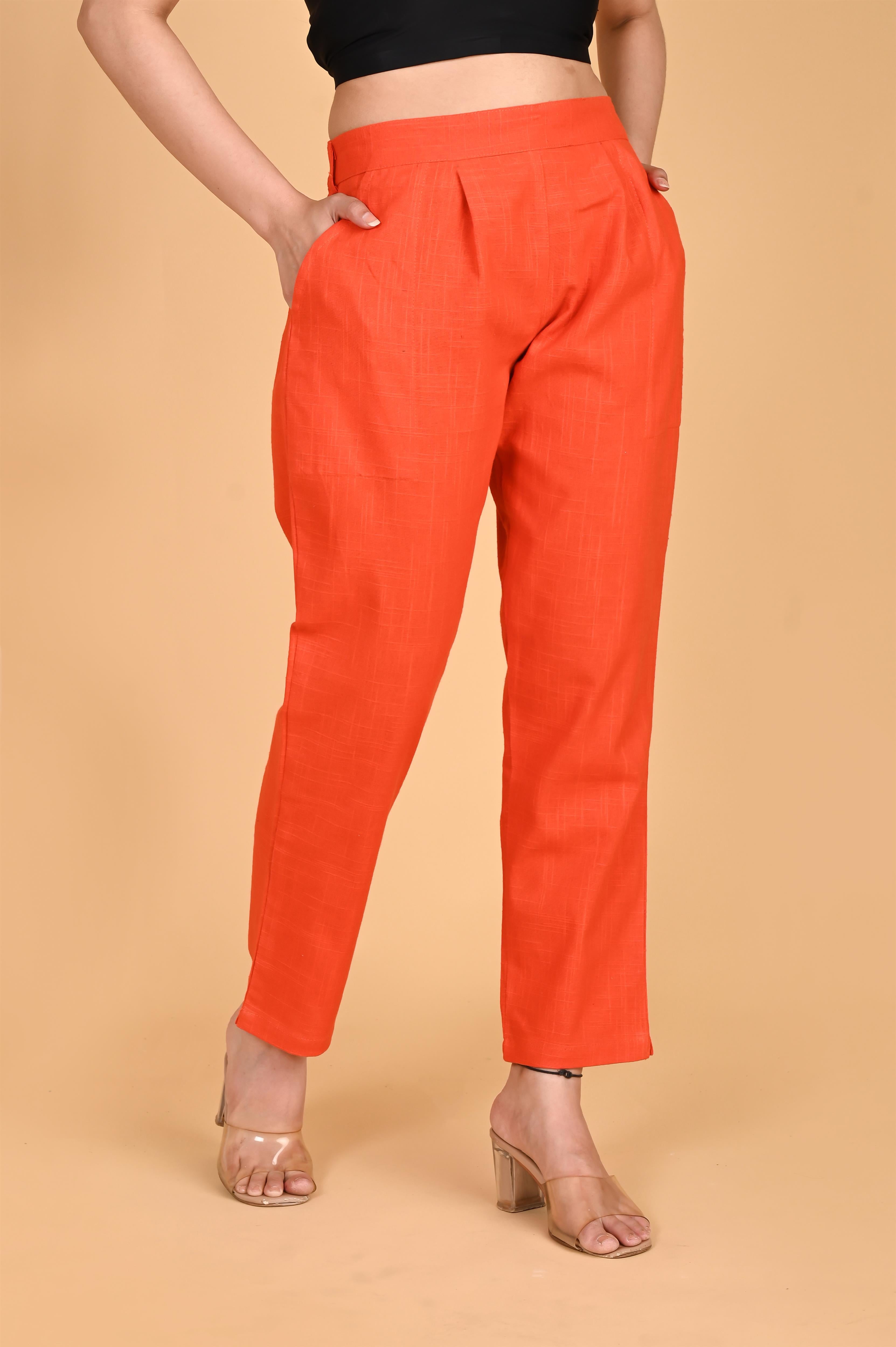 ORANGE CLASSIC COTTON PANTS - SKYTICK ORANGE CLASSIC COTTON PANTS - SKYTICK