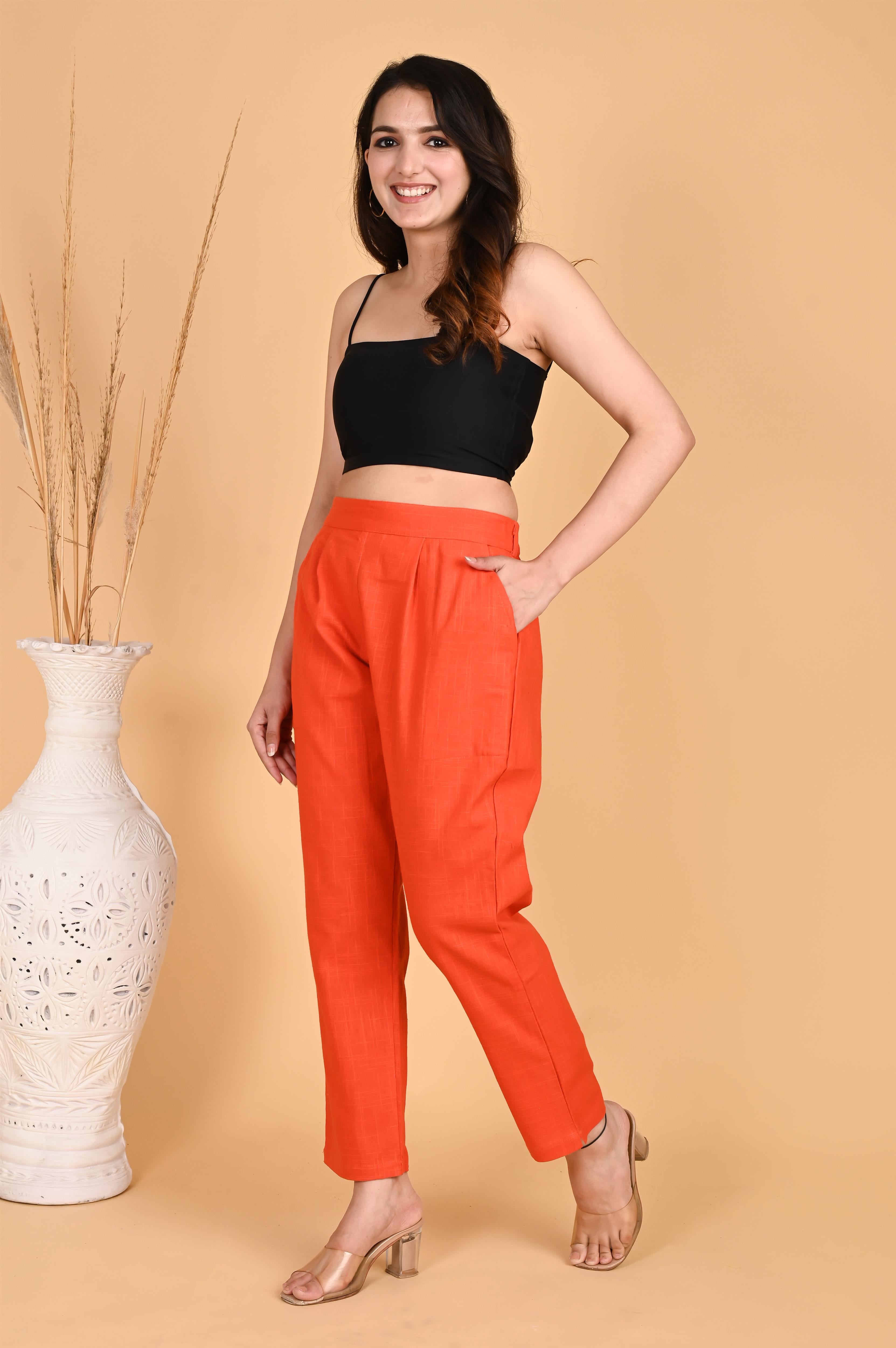 ORANGE CLASSIC COTTON PANTS - SKYTICK ORANGE CLASSIC COTTON PANTS - SKYTICK