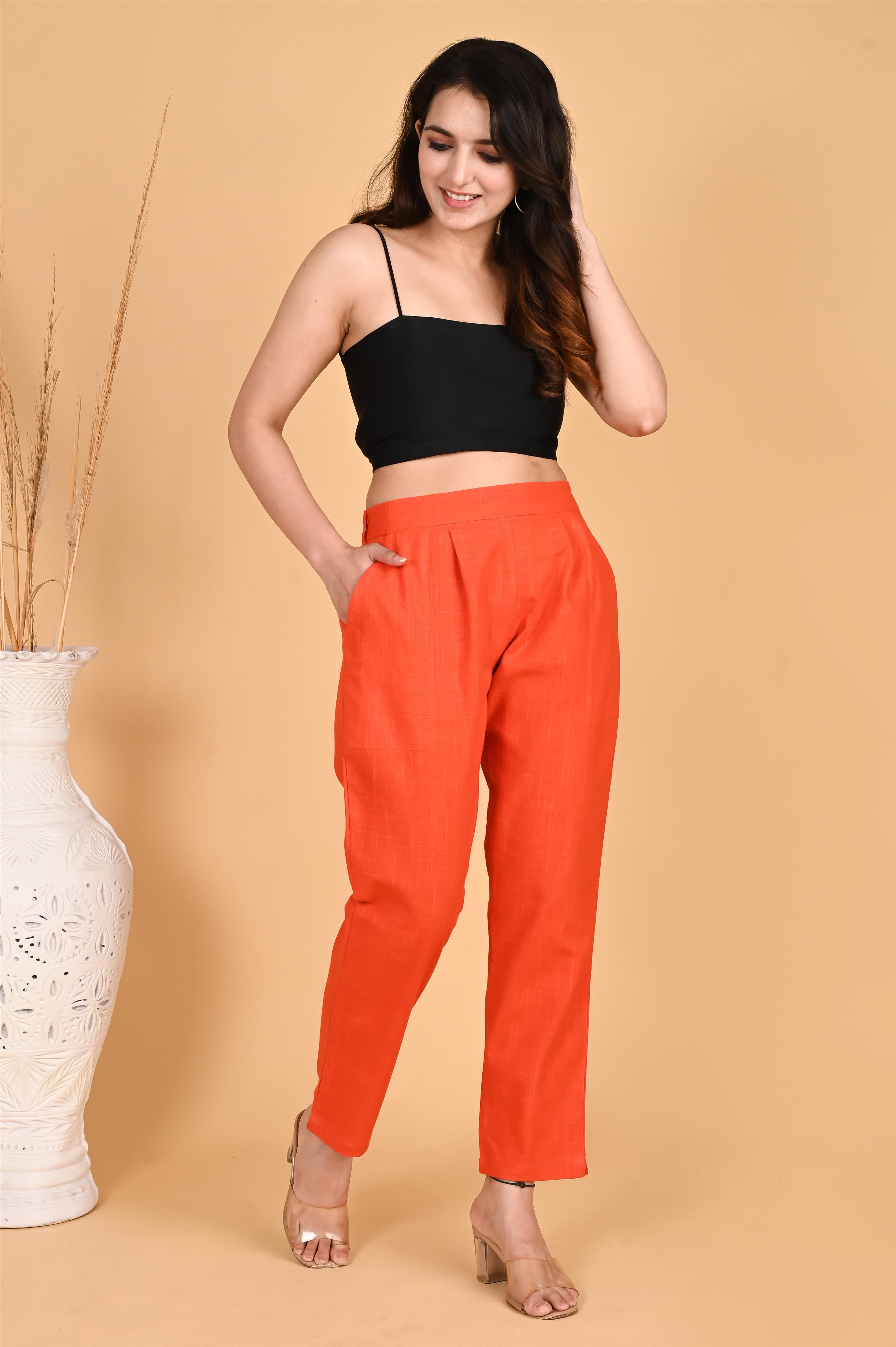 ORANGE CLASSIC COTTON PANTS - SKYTICK ORANGE CLASSIC COTTON PANTS - SKYTICK