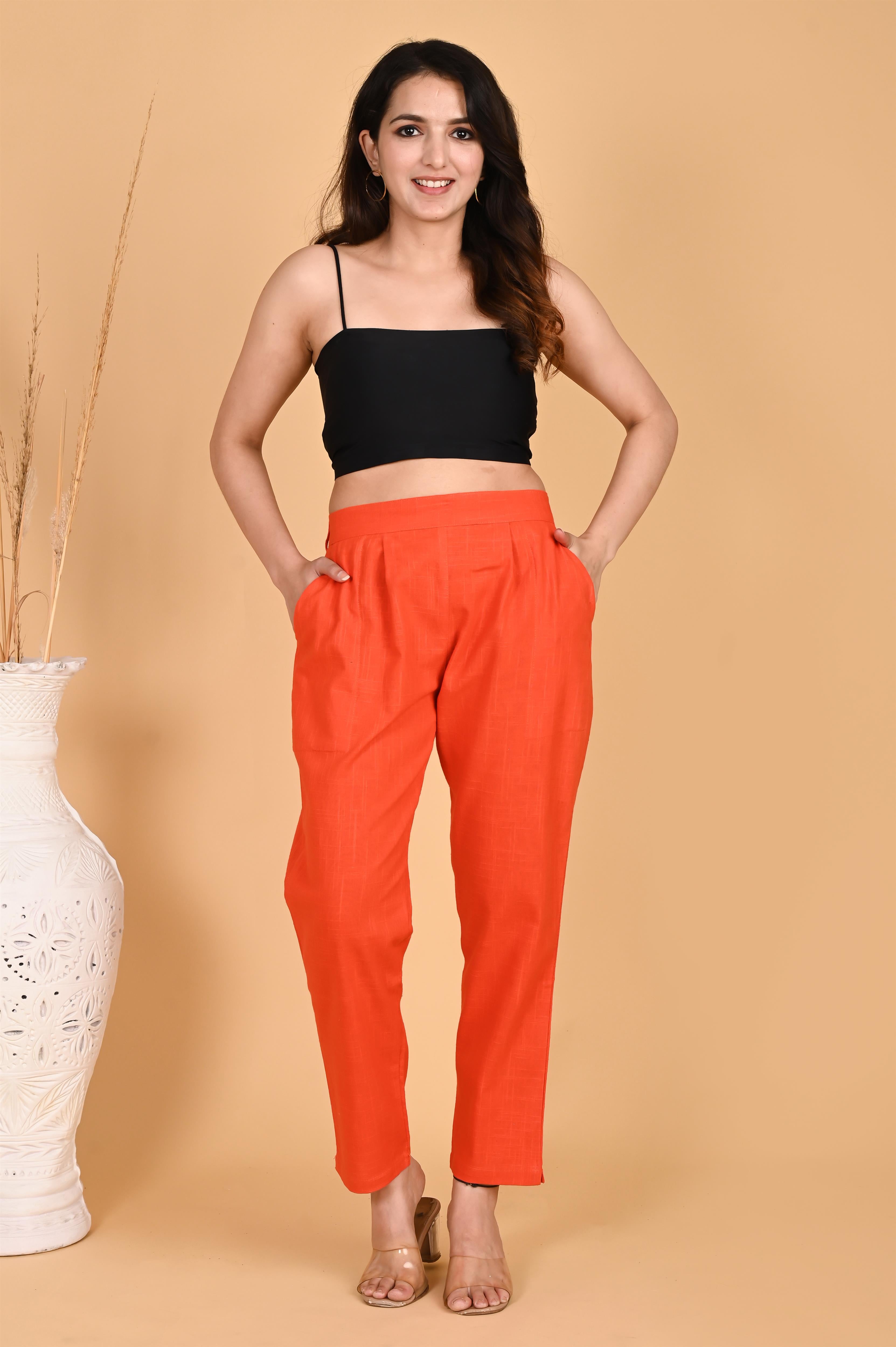 ORANGE CLASSIC COTTON PANTS - SKYTICK ORANGE CLASSIC COTTON PANTS - SKYTICK