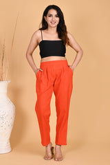 ORANGE CLASSIC COTTON PANTS - SKYTICK ORANGE CLASSIC COTTON PANTS - SKYTICK