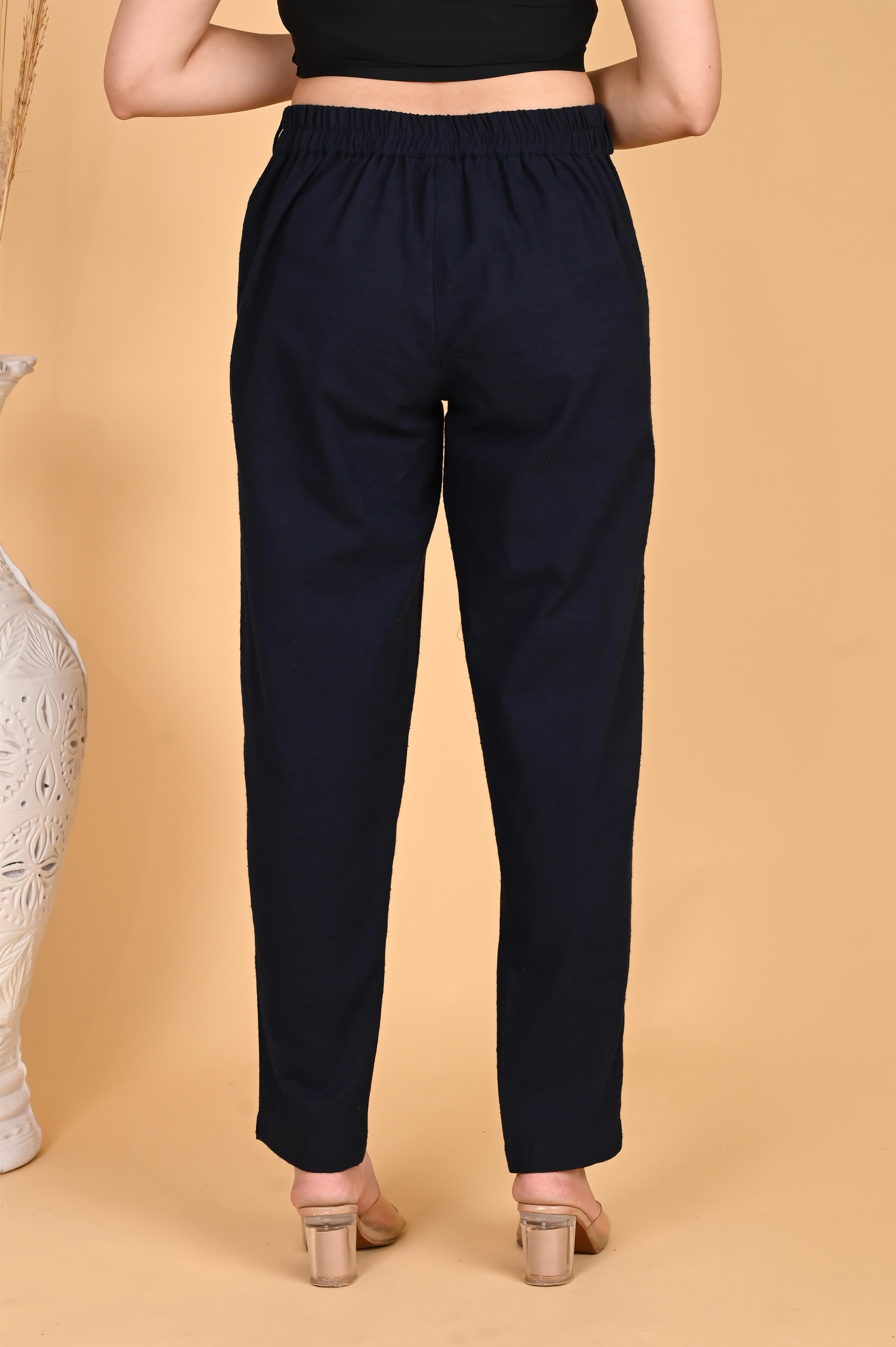 NAVY BLUE CLASSIC COTTON PANTS - SKYTICK NAVY BLUE CLASSIC COTTON PANTS - SKYTICK