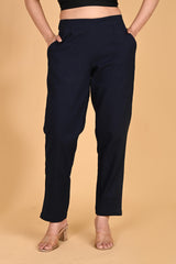 NAVY BLUE CLASSIC COTTON PANTS - SKYTICK NAVY BLUE CLASSIC COTTON PANTS - SKYTICK