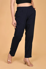 NAVY BLUE CLASSIC COTTON PANTS - SKYTICK NAVY BLUE CLASSIC COTTON PANTS - SKYTICK