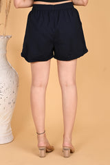 NAVY BLUE LINEN SHORTS - SKYTICK NAVY BLUE LINEN SHORTS - SKYTICK