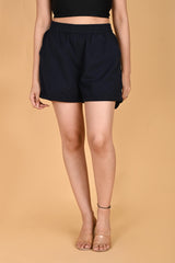 NAVY BLUE LINEN SHORTS - SKYTICK NAVY BLUE LINEN SHORTS - SKYTICK