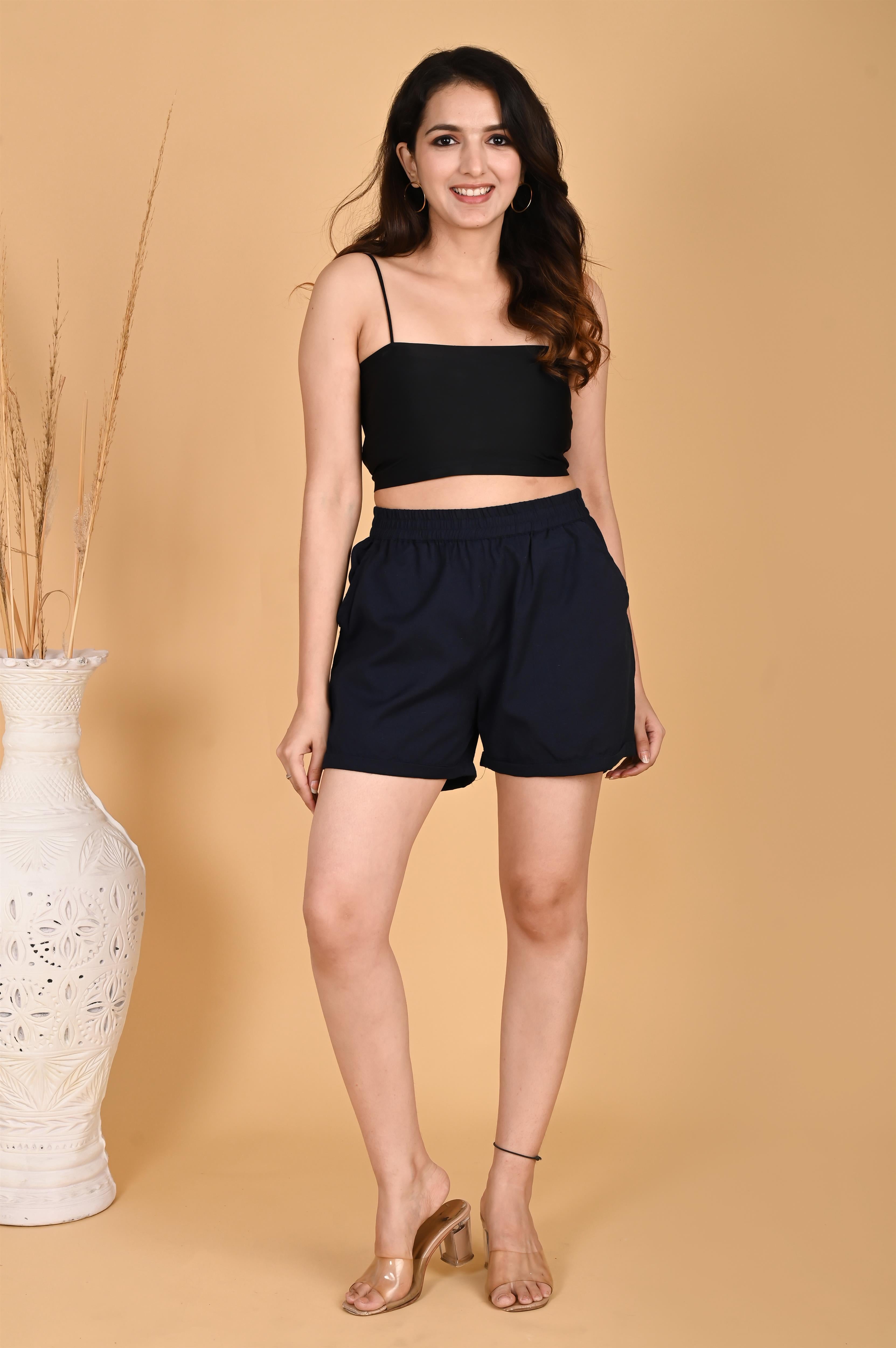 NAVY BLUE LINEN SHORTS - SKYTICK NAVY BLUE LINEN SHORTS - SKYTICK