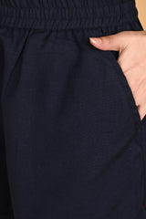 NAVY BLUE LINEN SHORTS - SKYTICK NAVY BLUE LINEN SHORTS - SKYTICK