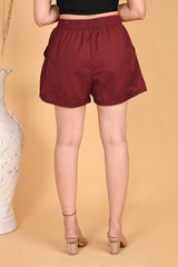 MAROON LINEN SHORTS - SKYTICK MAROON LINEN SHORTS - SKYTICK