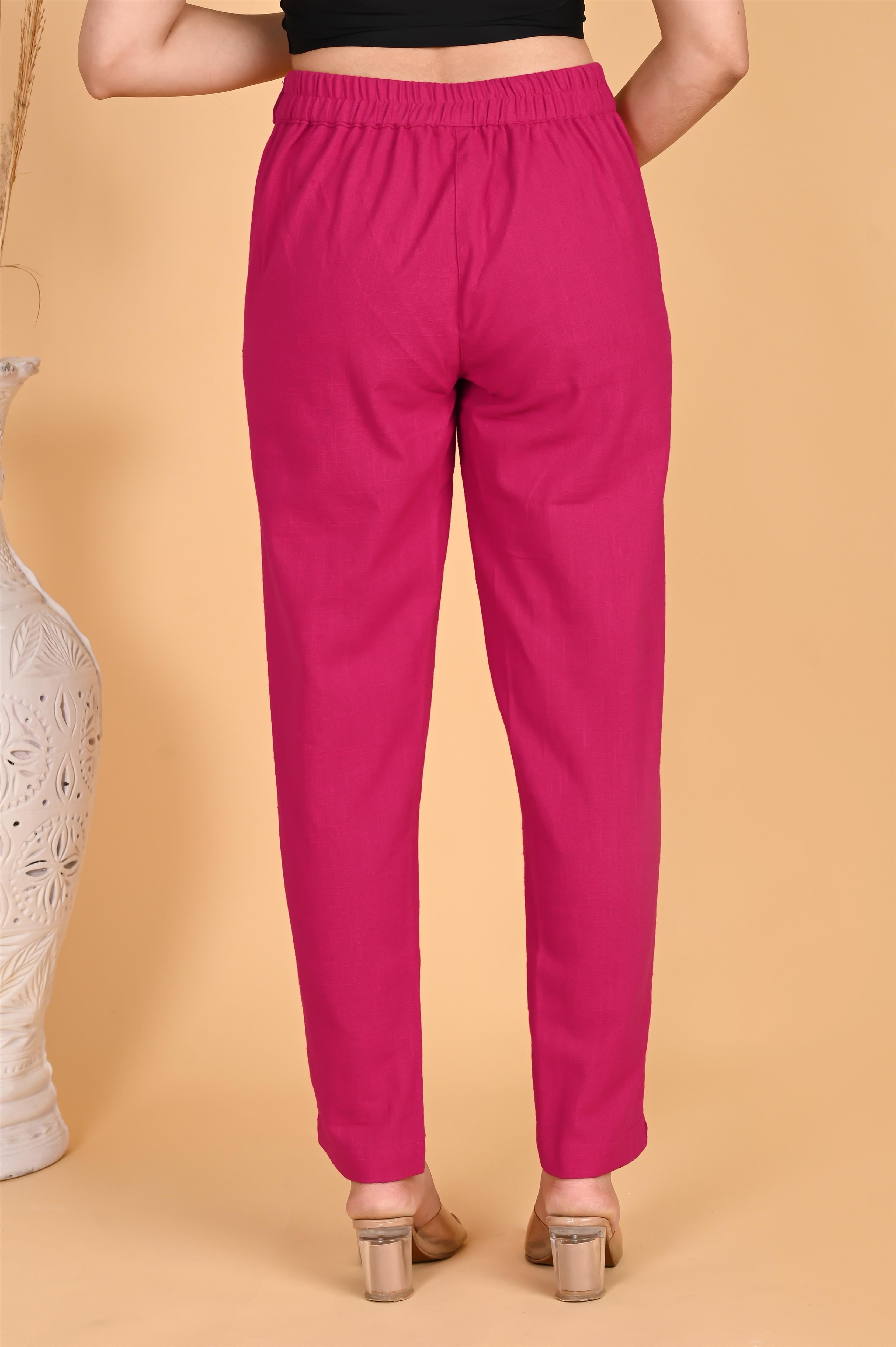 PINK CLASSIC COTTON PANTS - SKYTICK PINK CLASSIC COTTON PANTS - SKYTICK