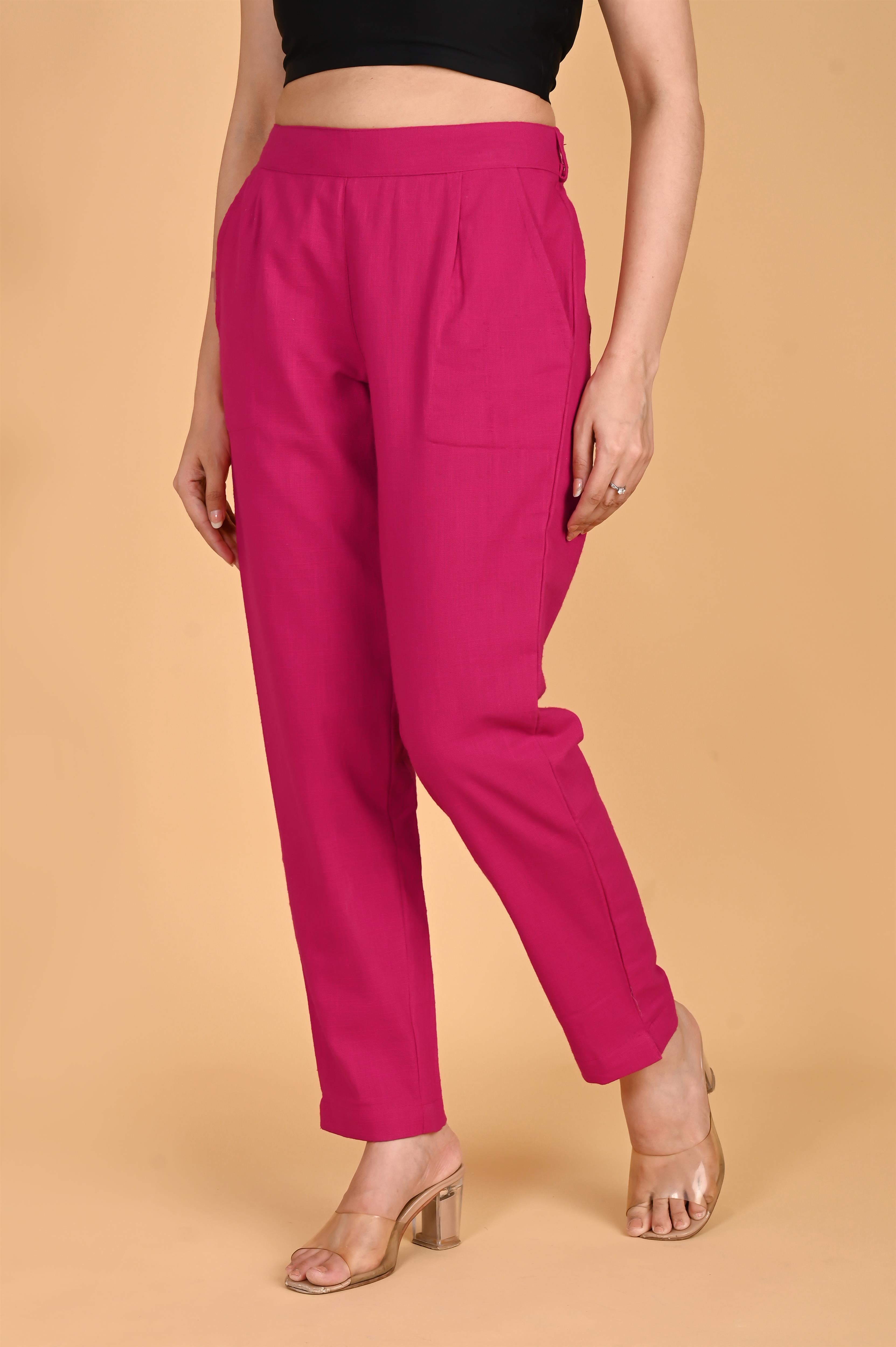 PINK CLASSIC COTTON PANTS - SKYTICK PINK CLASSIC COTTON PANTS - SKYTICK