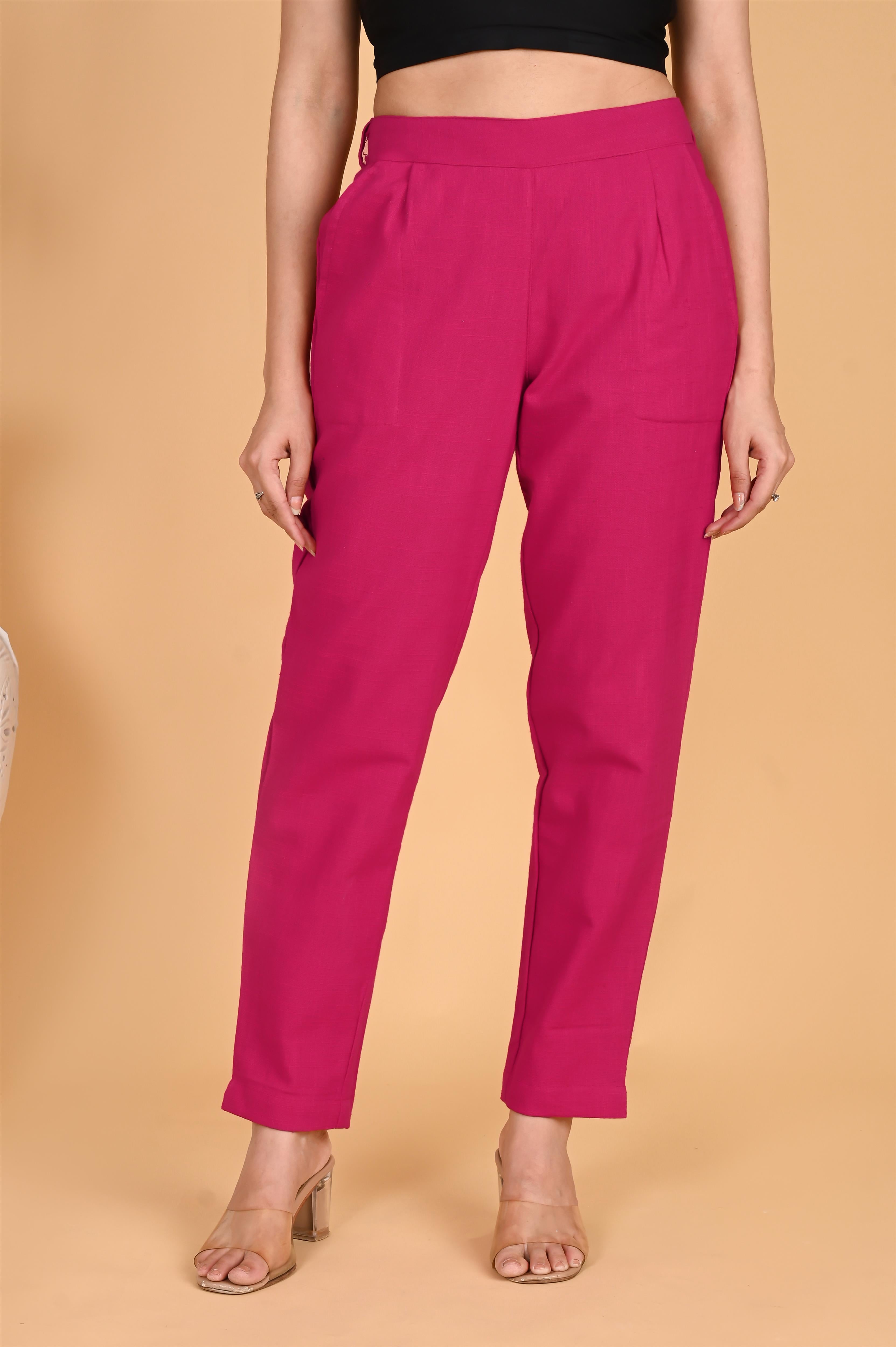 PINK CLASSIC COTTON PANTS - SKYTICK PINK CLASSIC COTTON PANTS - SKYTICK
