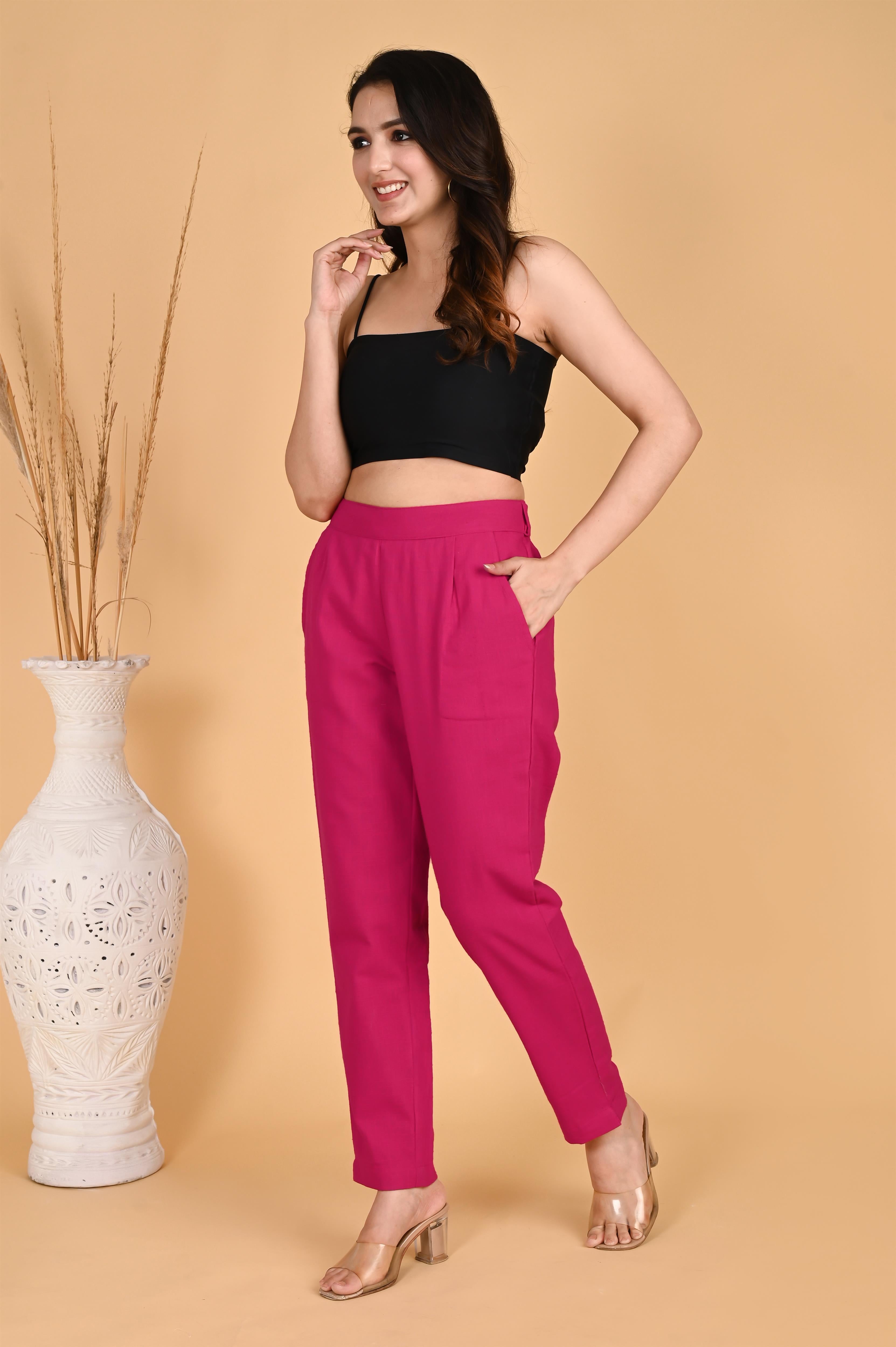 PINK CLASSIC COTTON PANTS - SKYTICK PINK CLASSIC COTTON PANTS - SKYTICK