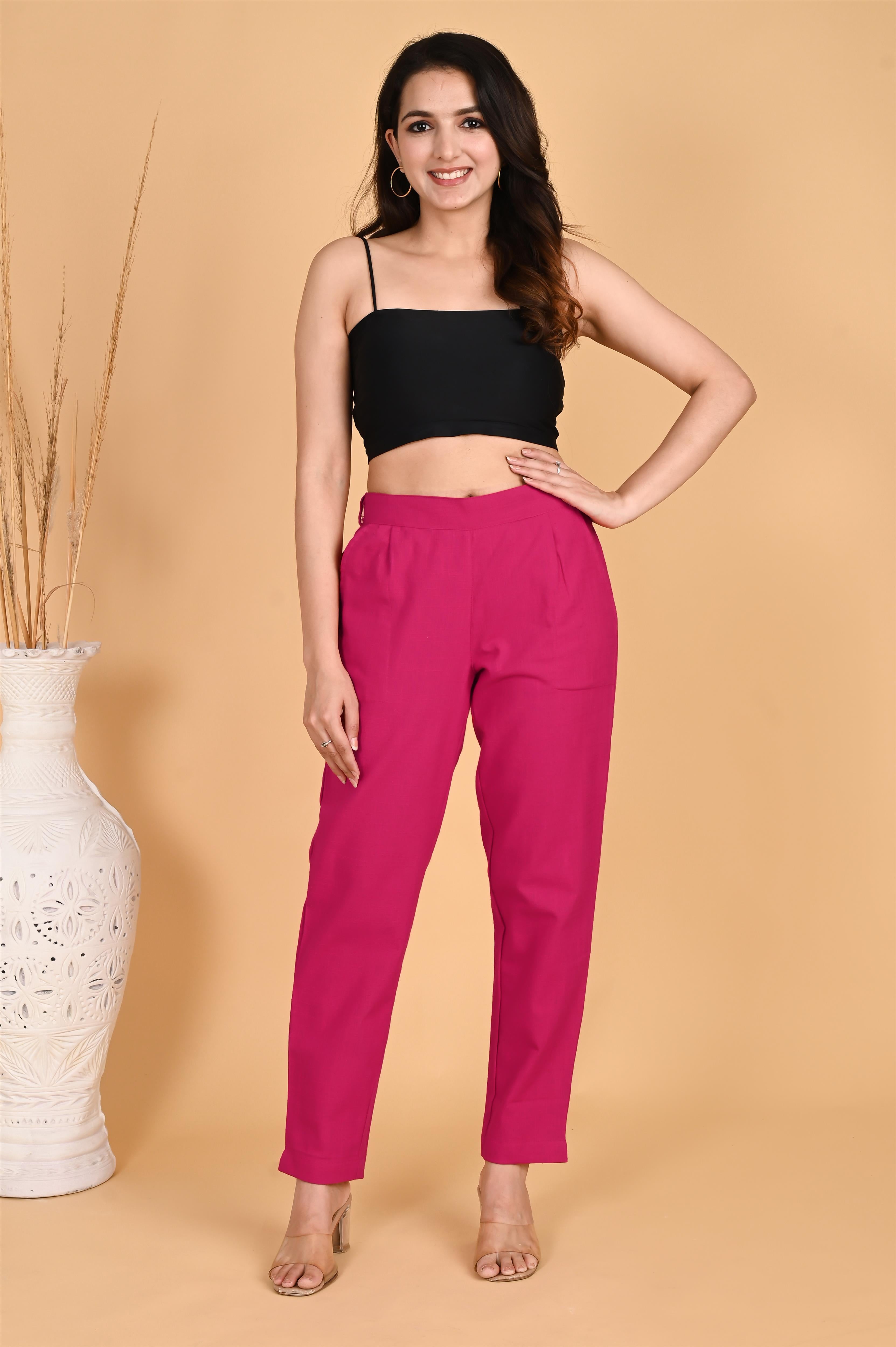 PINK CLASSIC COTTON PANTS - SKYTICK PINK CLASSIC COTTON PANTS - SKYTICK