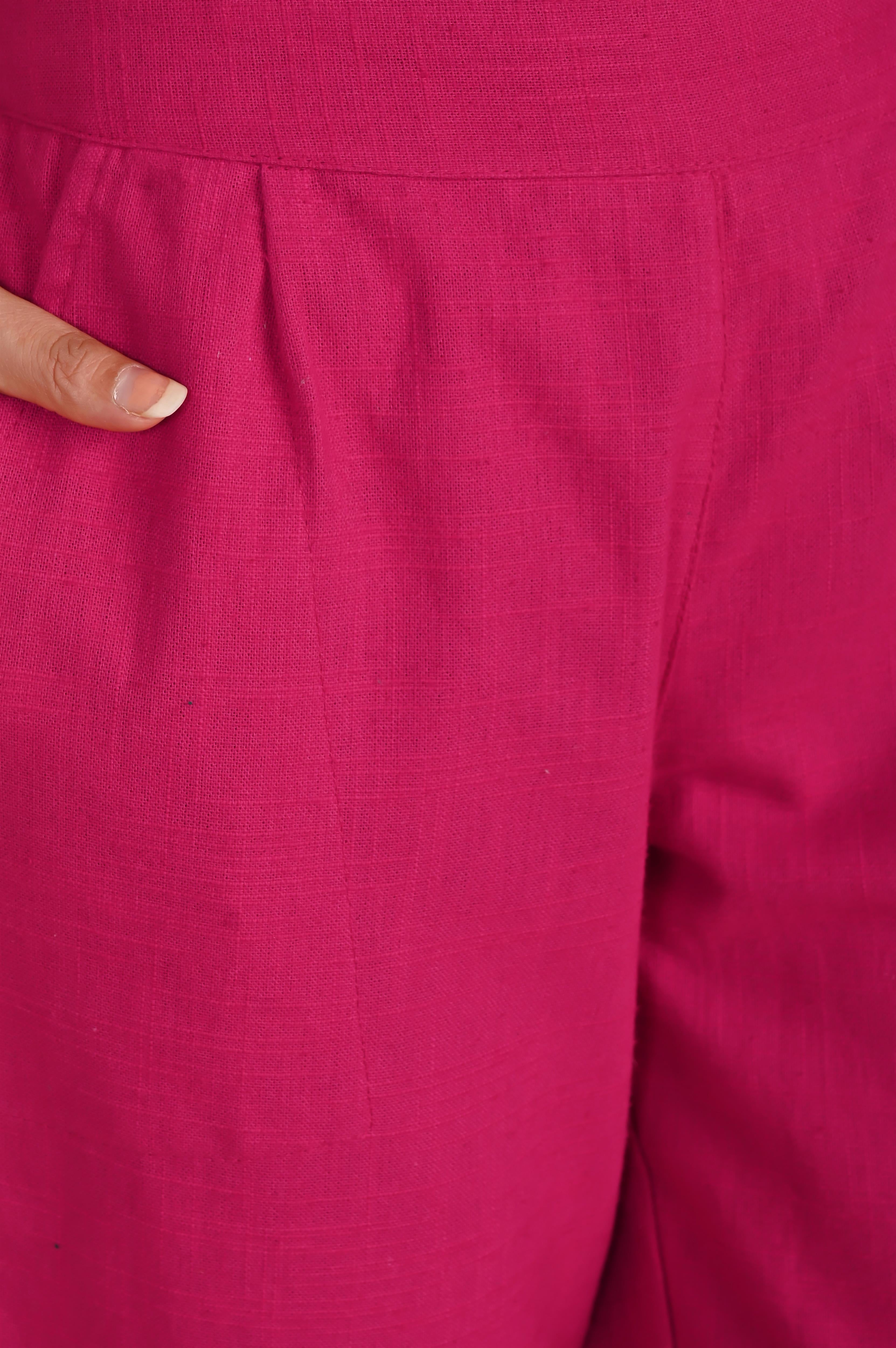 PINK CLASSIC COTTON PANTS - SKYTICK PINK CLASSIC COTTON PANTS - SKYTICK