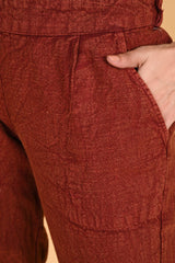 MAROON DENIM COTTON PANTS - SKYTICK MAROON DENIM COTTON PANTS - SKYTICK