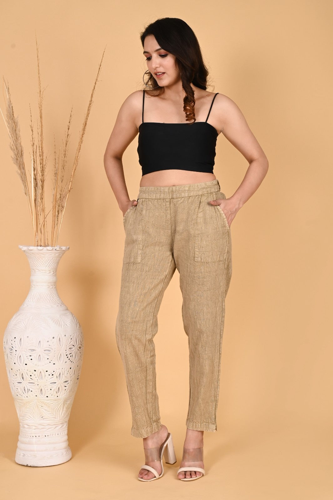 GREY DENIM COTTON PANTS - SKYTICK GREY DENIM COTTON PANTS - SKYTICK