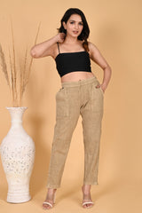 MAROON DENIM COTTON PANTS - SKYTICK MAROON DENIM COTTON PANTS - SKYTICK