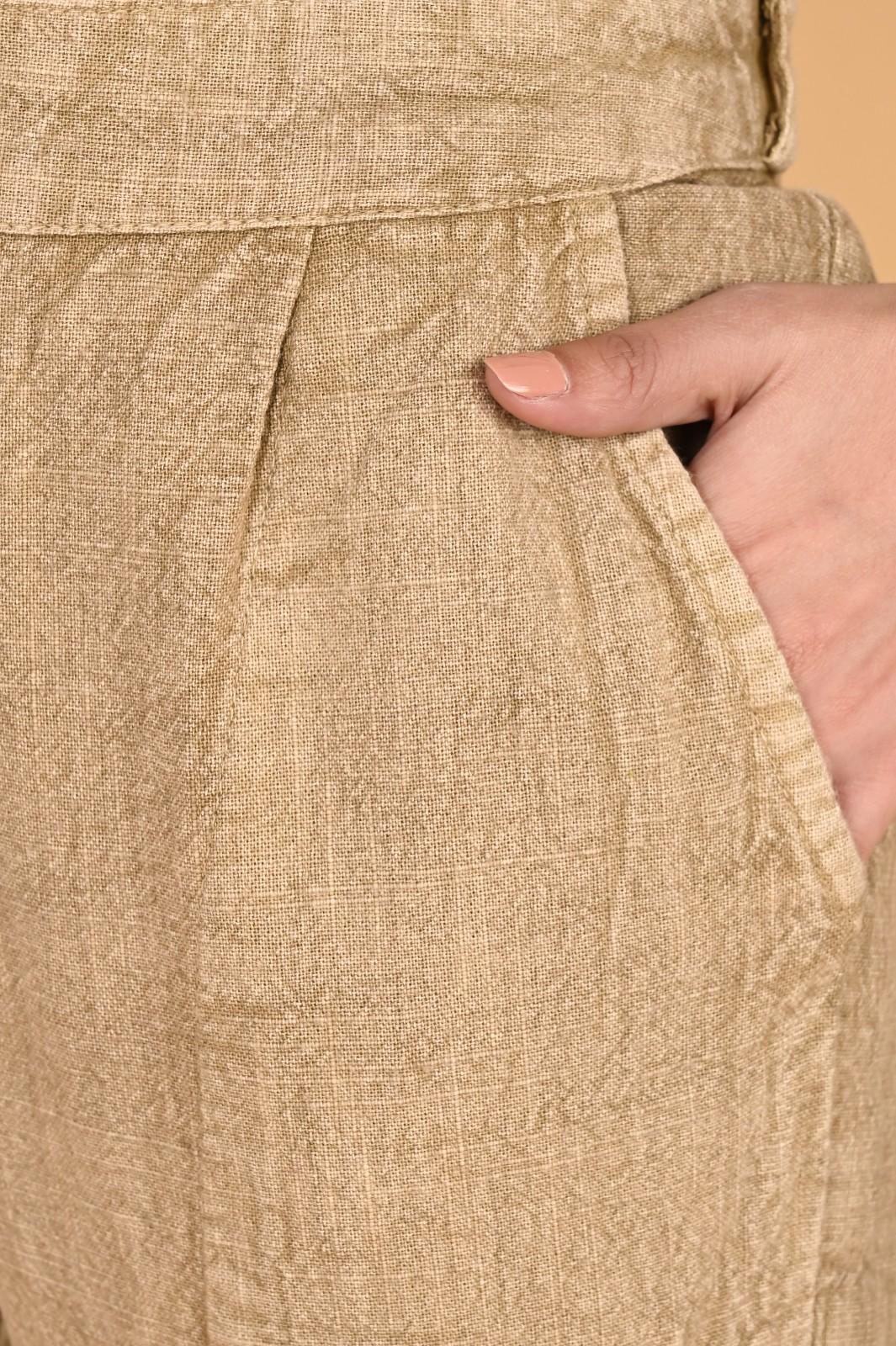 BEIGE DENIM COTTON PANTS BEIGE DENIM COTTON PANTS