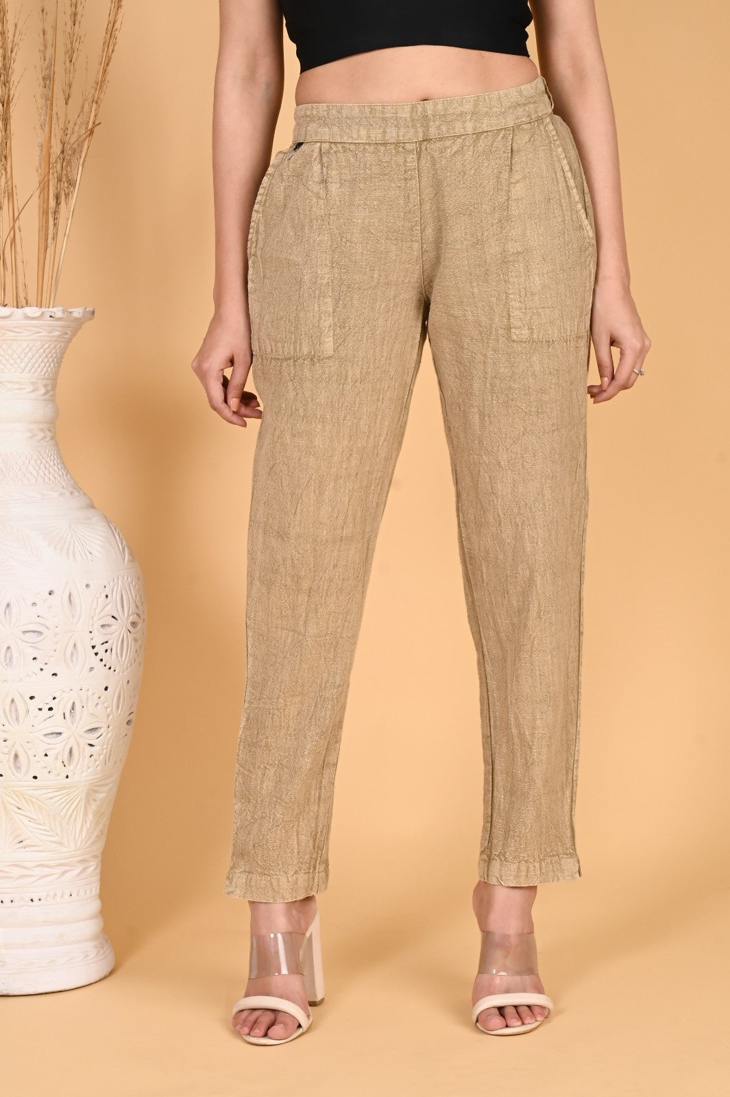 MAROON DENIM COTTON PANTS - SKYTICK MAROON DENIM COTTON PANTS - SKYTICK