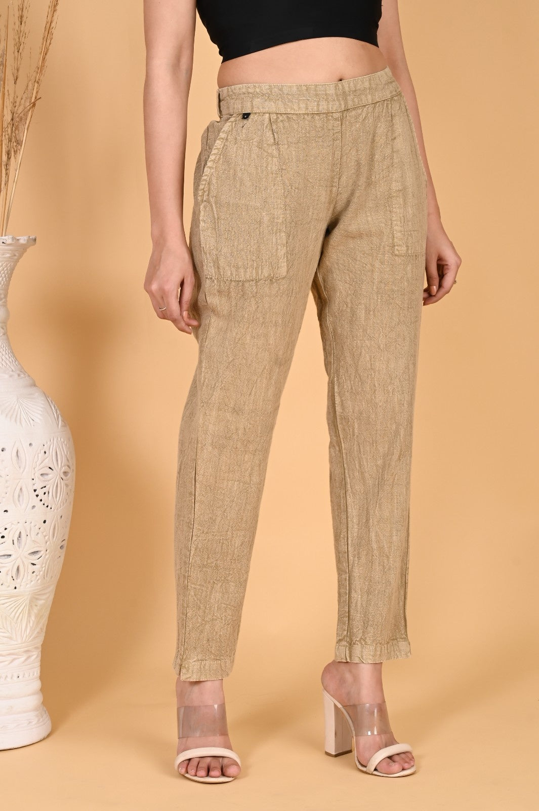 GREY DENIM COTTON PANTS - SKYTICK GREY DENIM COTTON PANTS - SKYTICK