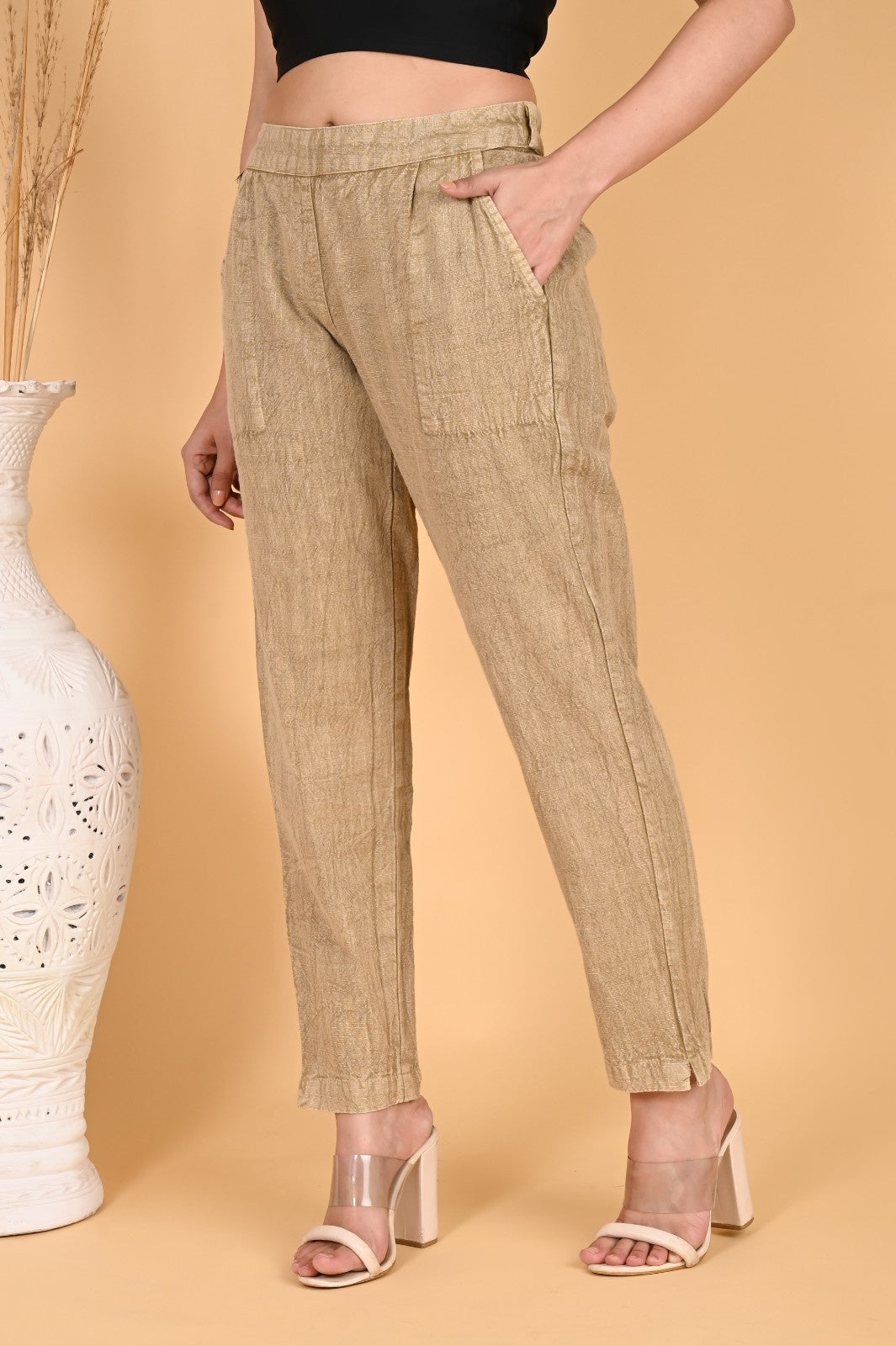 GREY DENIM COTTON PANTS - SKYTICK GREY DENIM COTTON PANTS - SKYTICK