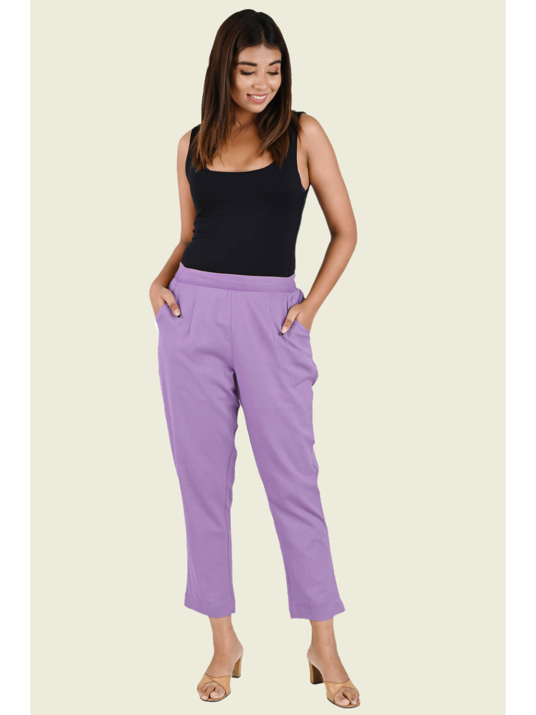 LILAC COTTON PANTS - SKYTICK LILAC COTTON PANTS - SKYTICK