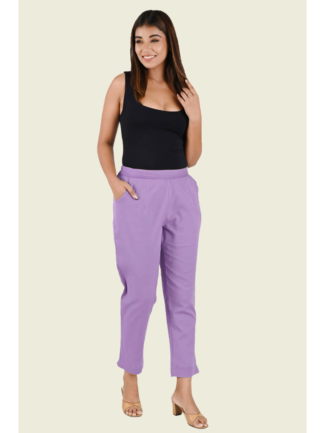 LILAC COTTON PANTS - SKYTICK LILAC COTTON PANTS - SKYTICK