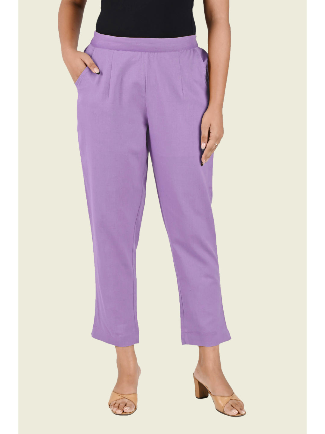 LILAC COTTON PANTS - SKYTICK LILAC COTTON PANTS - SKYTICK
