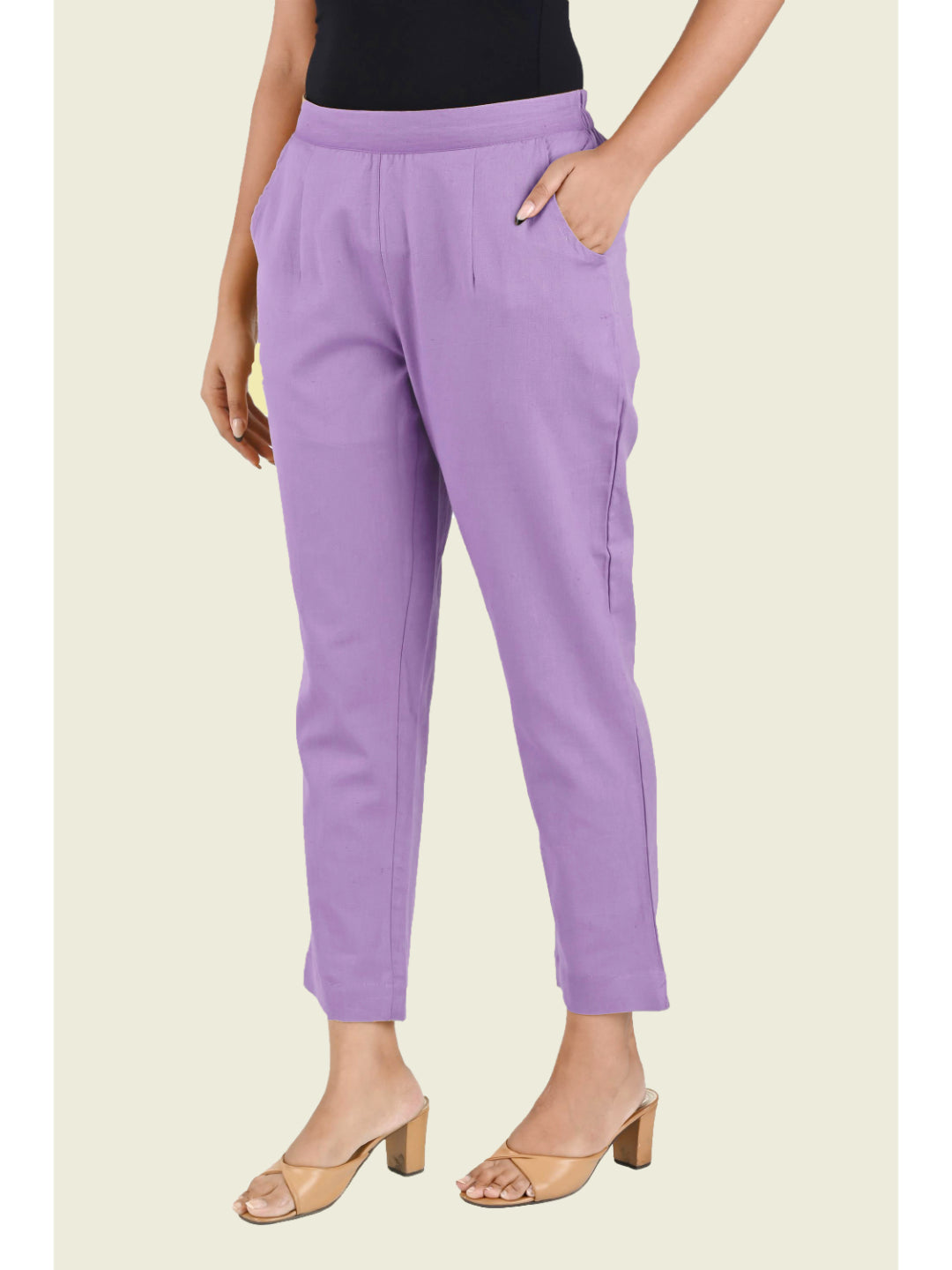 LILAC COTTON PANTS - SKYTICK LILAC COTTON PANTS - SKYTICK