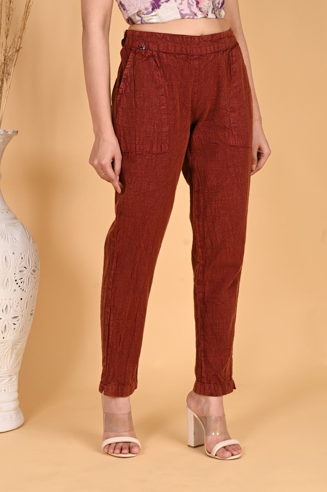 GREY DENIM COTTON PANTS - SKYTICK GREY DENIM COTTON PANTS - SKYTICK