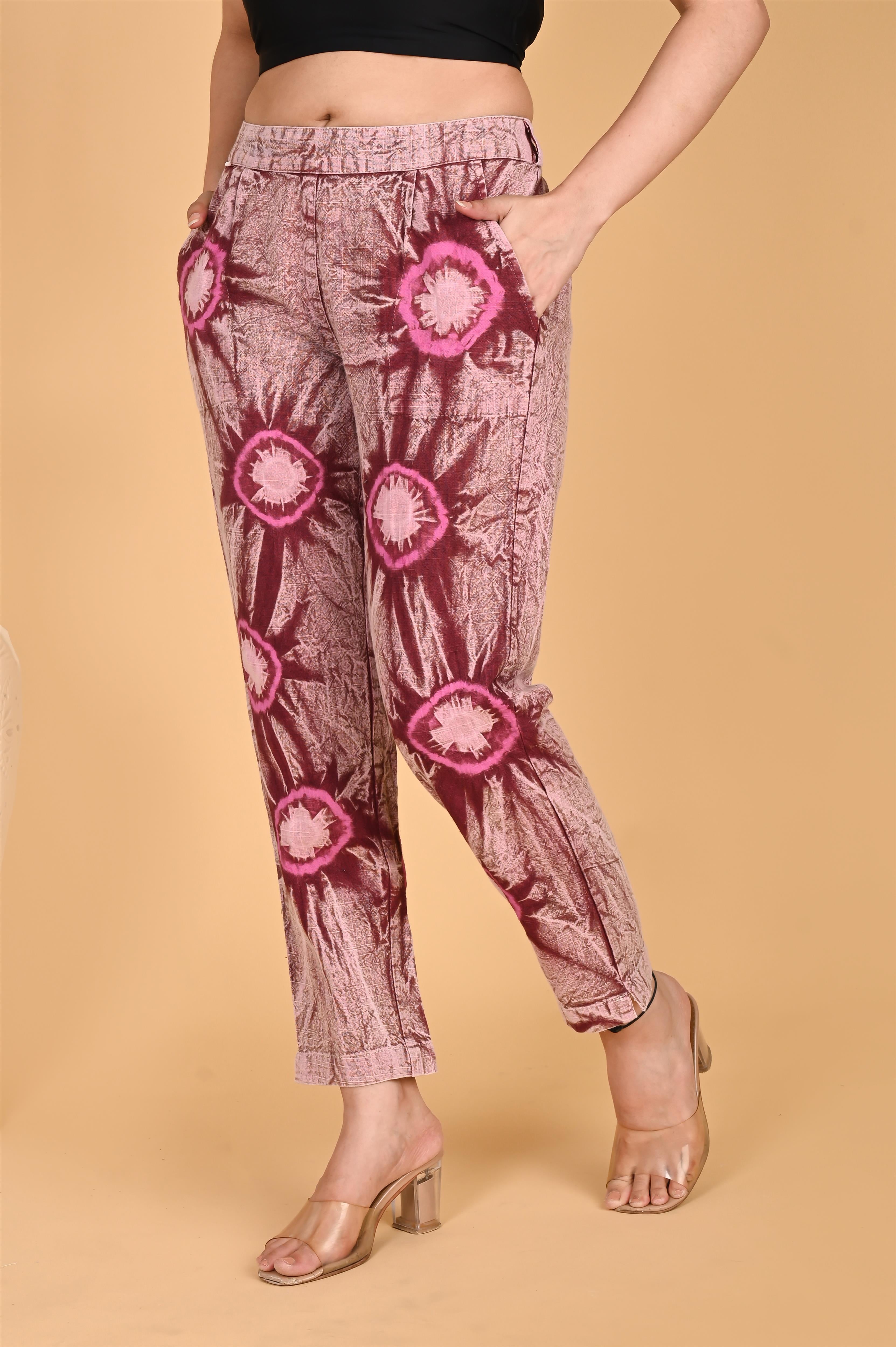 ROSE PINK BANDHEJ COTTON PANTS - SKYTICK ROSE PINK BANDHEJ COTTON PANTS - SKYTICK