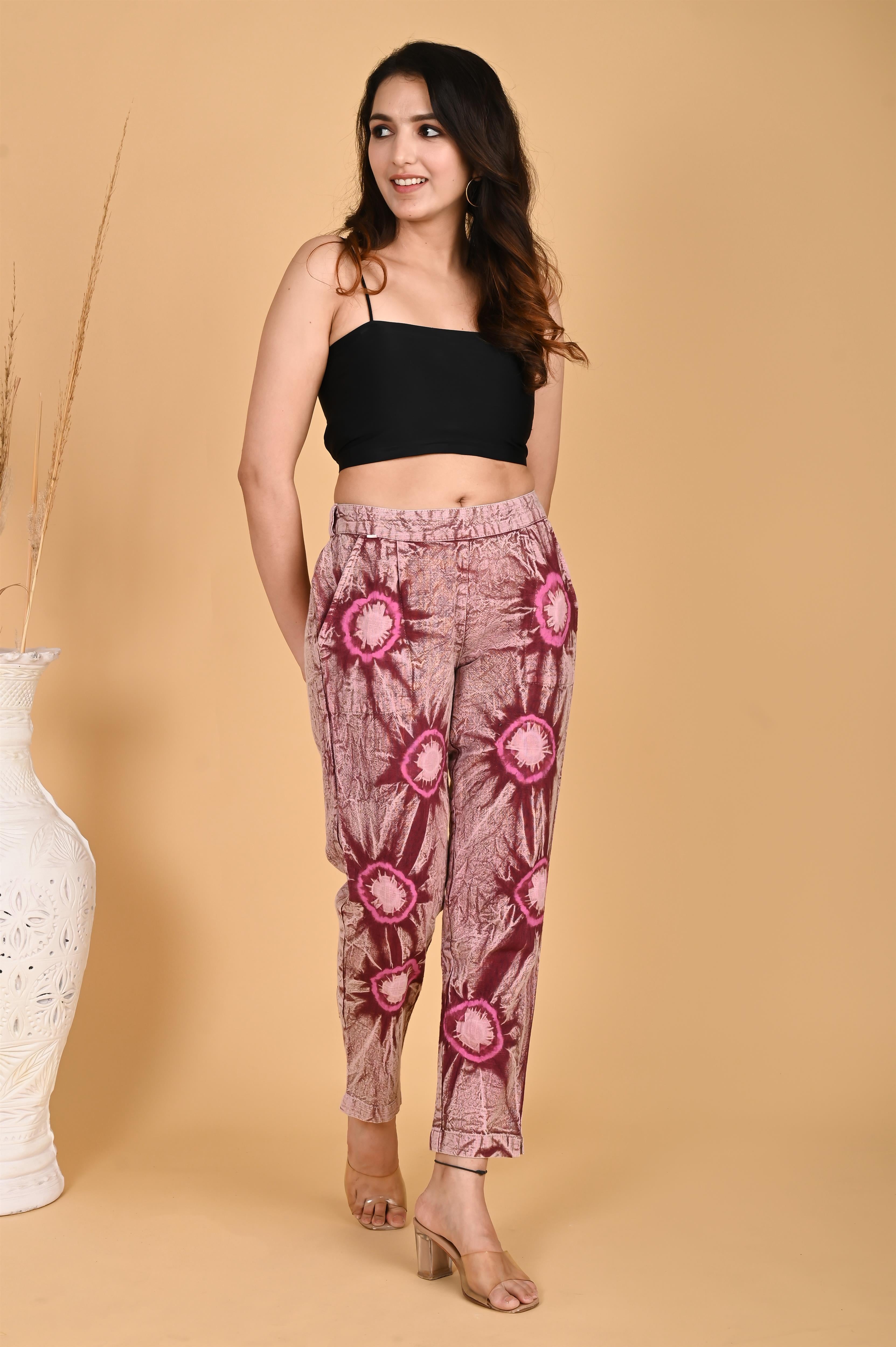 ROSE PINK BANDHEJ COTTON PANTS - SKYTICK ROSE PINK BANDHEJ COTTON PANTS - SKYTICK