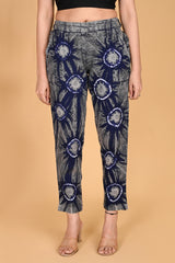 ROYAL BLUE BANDHEJ COTTON PANTS - SKYTICK ROYAL BLUE BANDHEJ COTTON PANTS - SKYTICK
