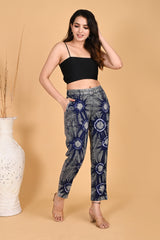 ROYAL BLUE BANDHEJ COTTON PANTS - SKYTICK ROYAL BLUE BANDHEJ COTTON PANTS - SKYTICK