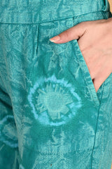 TURQUOISE BLUE BANDHEJ COTTON PANTS - SKYTICK TURQUOISE BLUE BANDHEJ COTTON PANTS - SKYTICK