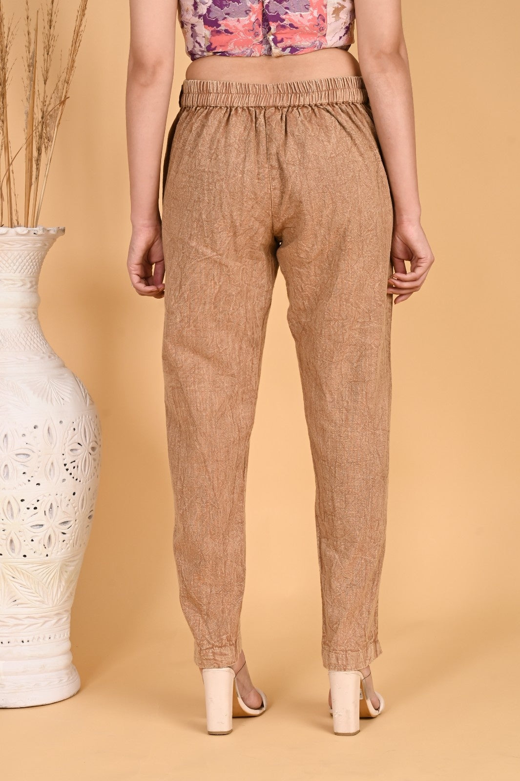 MAROON DENIM COTTON PANTS - SKYTICK MAROON DENIM COTTON PANTS - SKYTICK