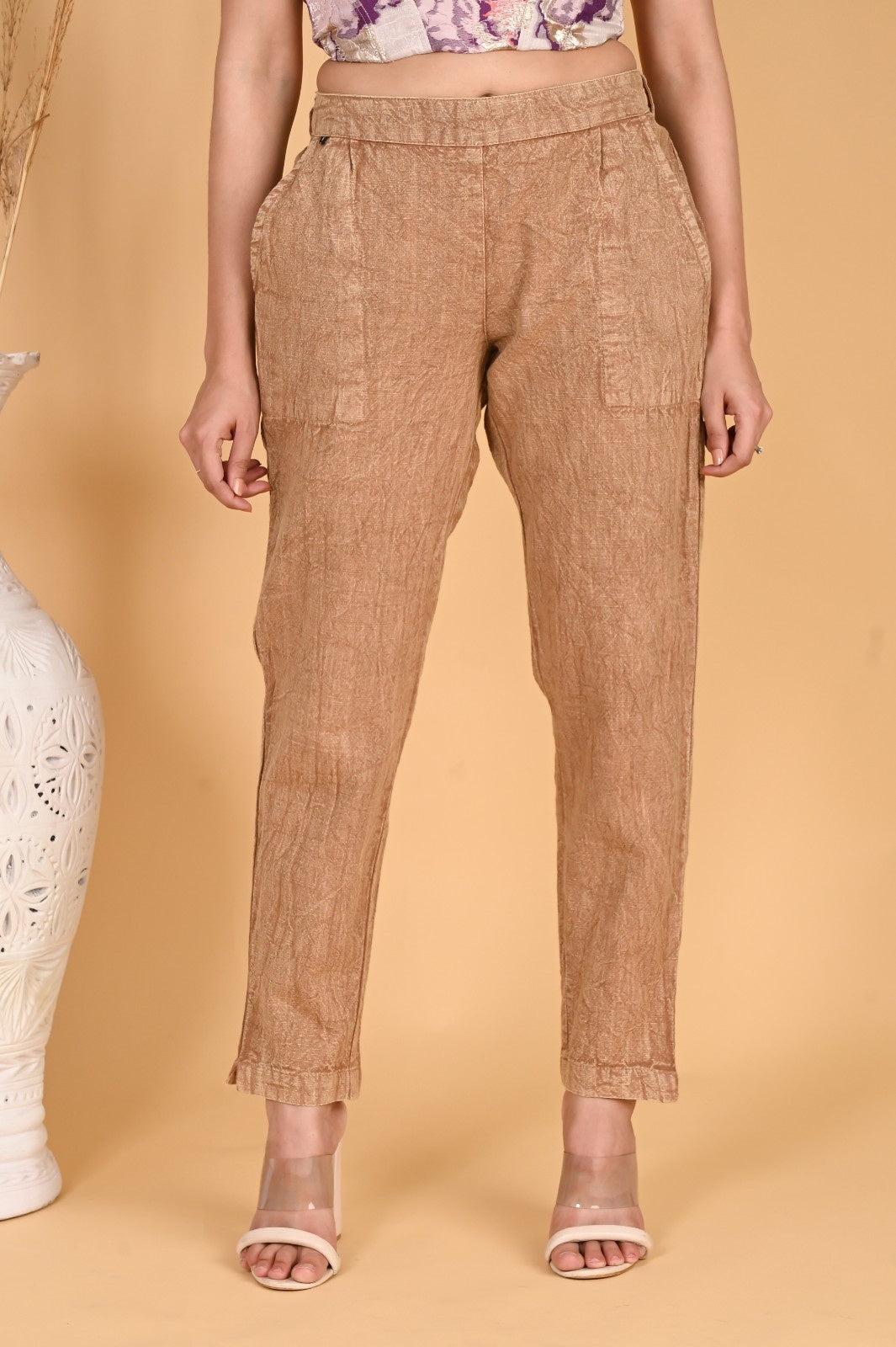 MAROON DENIM COTTON PANTS - SKYTICK MAROON DENIM COTTON PANTS - SKYTICK