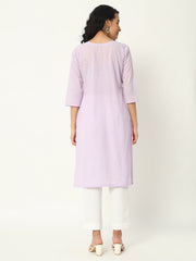 Lilac Cotton Pintuck Long Kurta - SKYTICK