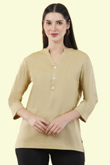 BEIGE LINEN SHORT KURTA