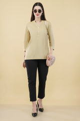 BEIGE LINEN SHORT KURTA