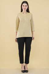 BEIGE LINEN SHORT KURTA