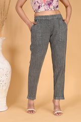 GREY DENIM COTTON PANTS - SKYTICK