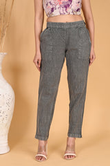 GREY DENIM COTTON PANTS - SKYTICK