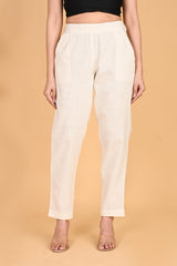 WHITE CLASSIC COTTON PANTS - SKYTICK