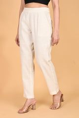 WHITE CLASSIC COTTON PANTS - SKYTICK