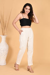 WHITE CLASSIC COTTON PANTS - SKYTICK