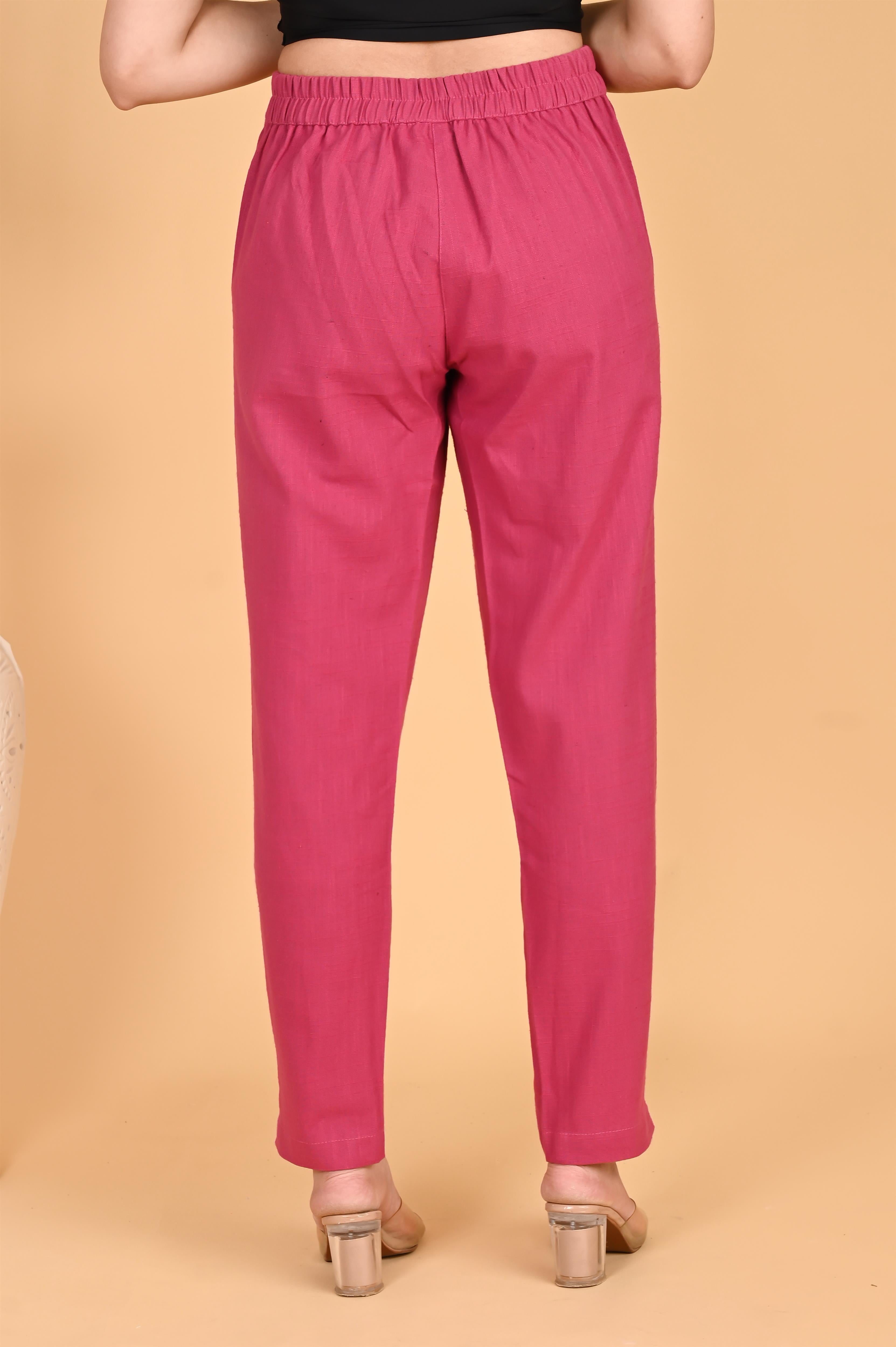 LIGHT PINK CLASSIC COTTON PANTS - SKYTICK